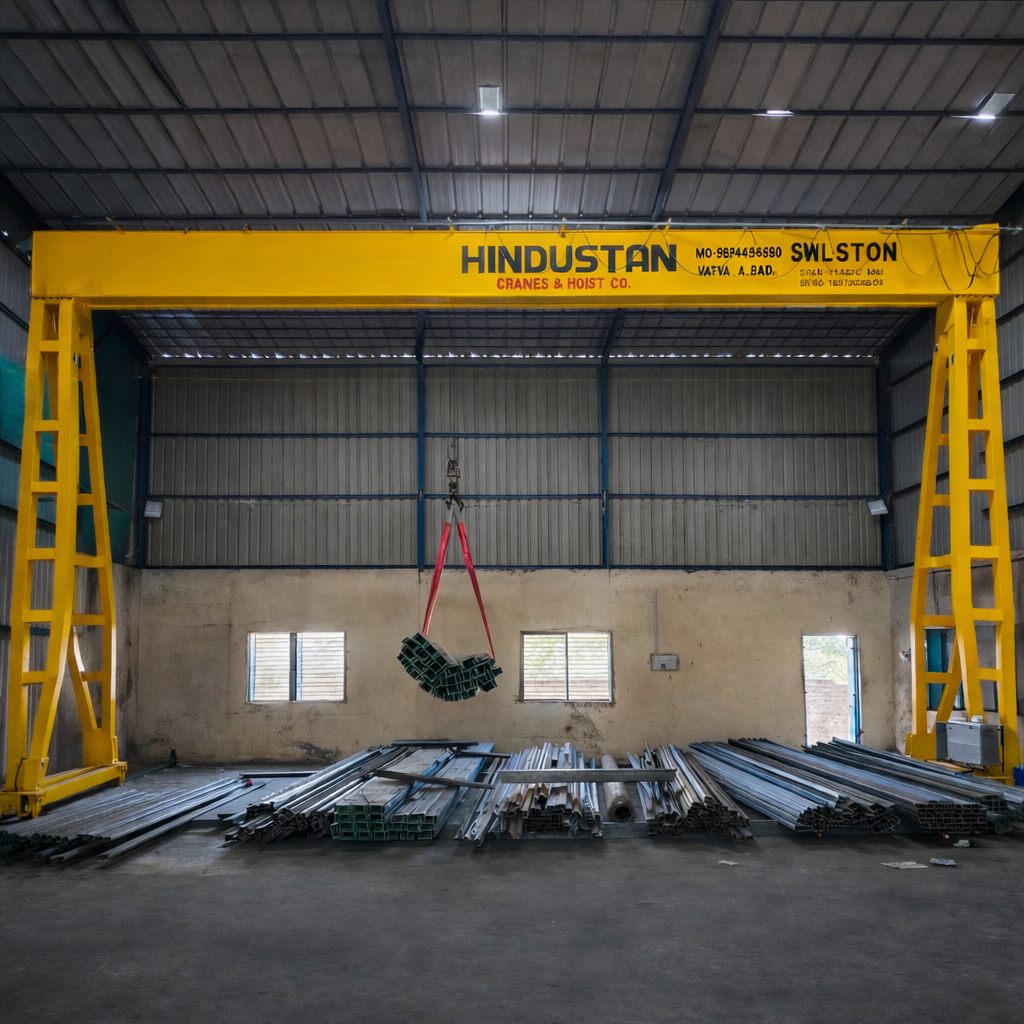 Single girder gantry goliath crane for efficient outdoor industrial material handling applications