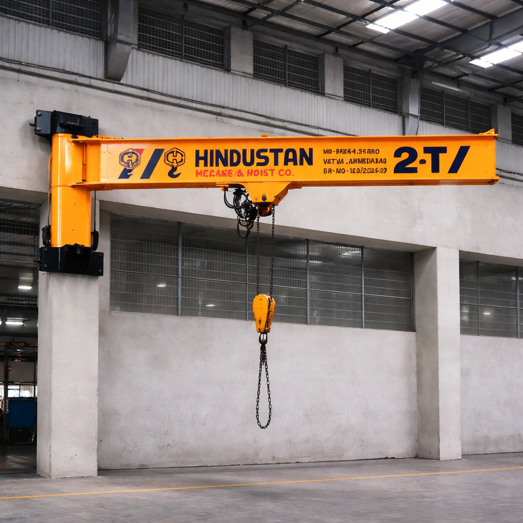 Wall mounted jib crane for industrial lifting and material handling applications